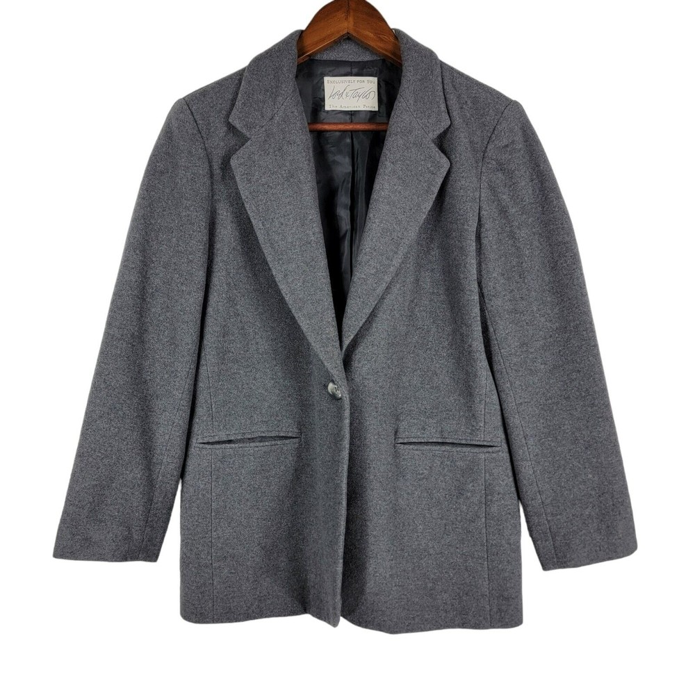 Lord & Taylor Size 6P Womens Gray Blazer Jacket Wool Nylon Cashmere